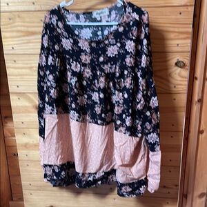 Alpine Design Blue and Black Ruffled Tunic Top